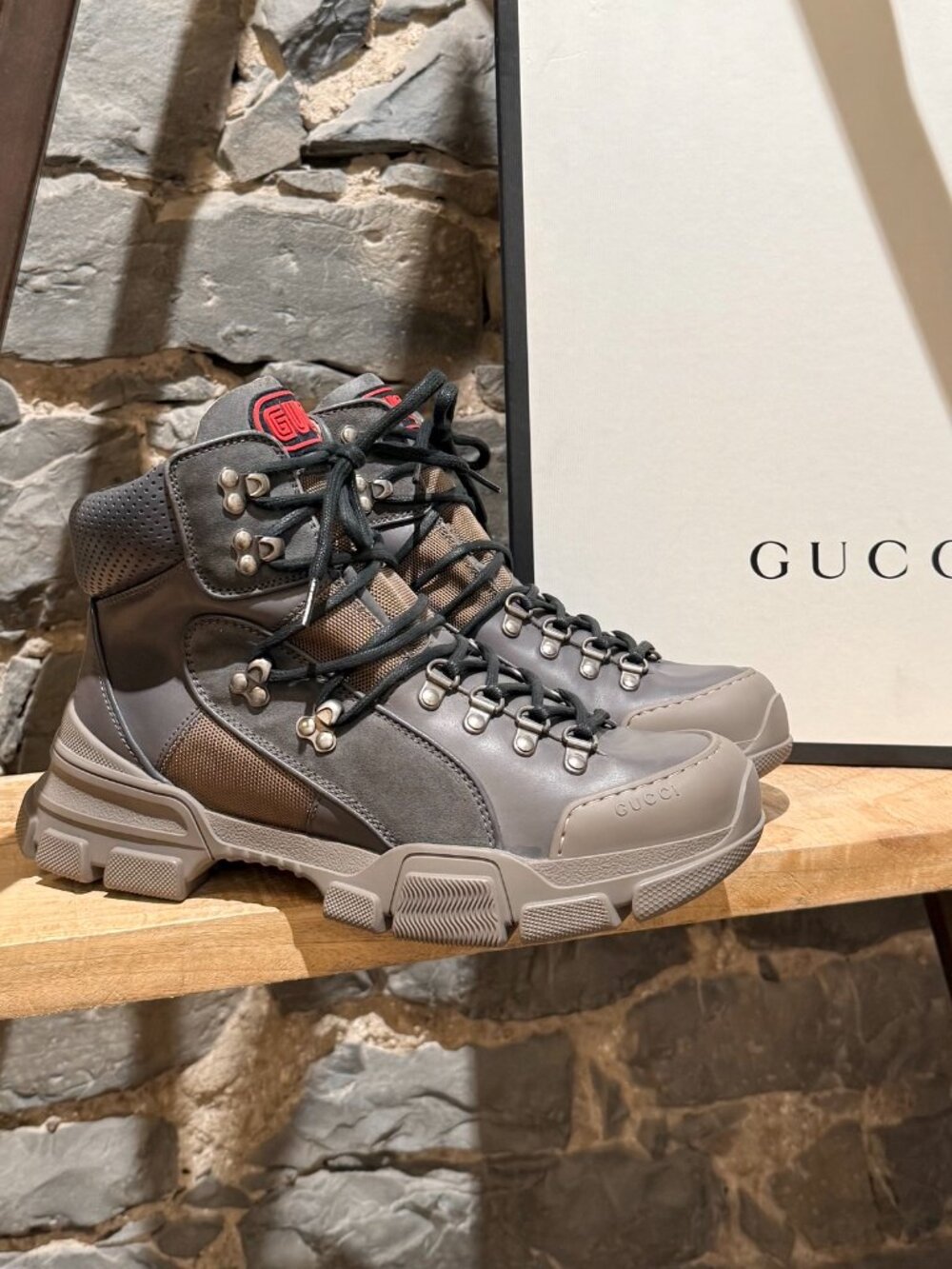 Gucci Graphite Grey Suede Flashtrek Hiking Boots